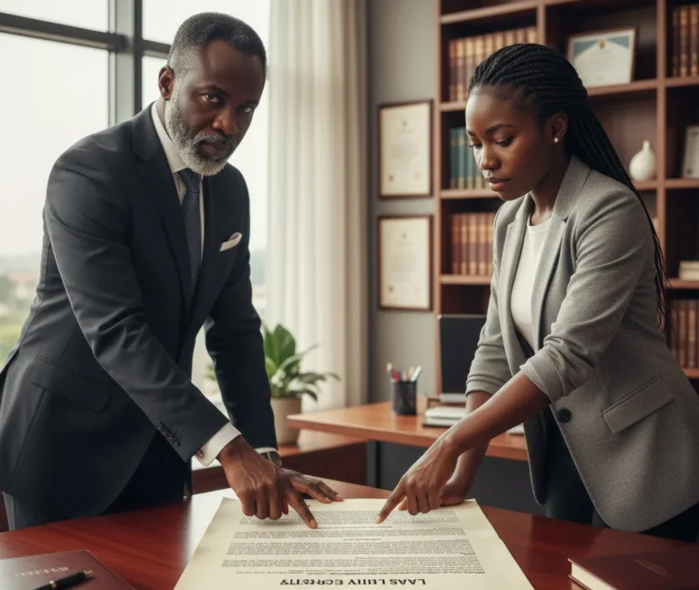 Landlord and tenant negotiating over a lease agreement, illustrating the essential tenant legal rights in Nigeria and the importance of understanding the Landlord and Tenant Law Lagos.