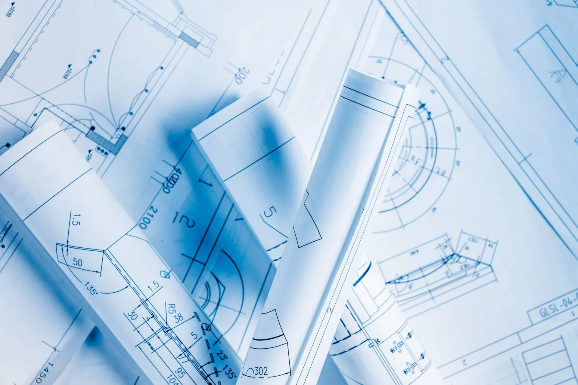 Digital project tracker overlaid on a blueprint, representing the successful management and checklist for building a home.